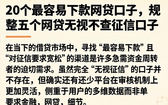 20个最容易下款的网贷口子，规整五个网贷无视不查征信口子