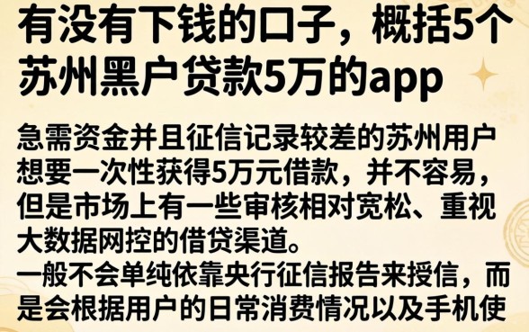 有没有下钱的口子，概括5个苏州黑户贷款5万的app