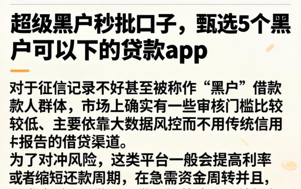 超级黑户秒批口子，甄选5个黑户可以下的贷款app