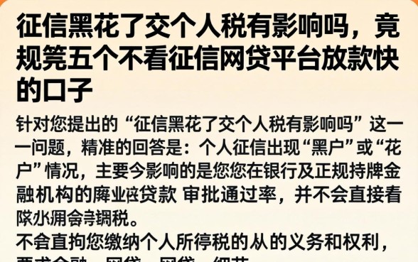 征信黑花了交个人税有影响吗，规整五个不看征信网贷平台放款快的口子