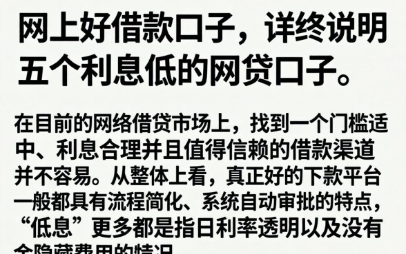网上好借款的口子，详尽说明五个利息低的网贷口子