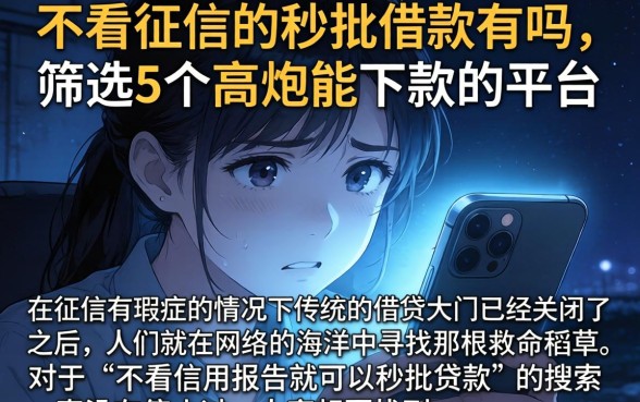 不看征信的秒批借款有吗，筛选5个高炮能下款的平台