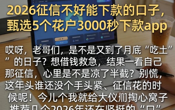 2026征信不好能下款的口子，甄选5个花户3000秒下款app