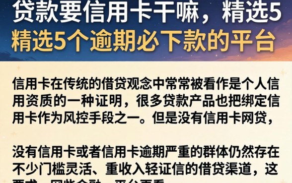 贷款要信用卡干嘛，精选5个逾期必下款的平台