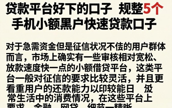贷款平台好下的口子，规整5个手机小额黑户快速贷款口子