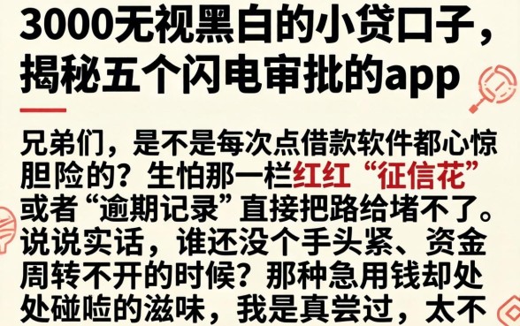 3000无视黑白的小贷口子，揭秘五个闪电审批的app