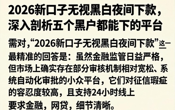 2026新口子无视黑白夜间下款，深入剖析五个黑户都能下的平台