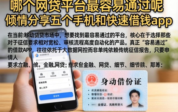 哪个网贷平台最容易通过呢，倾情分享五个手机和身份证快速借钱app