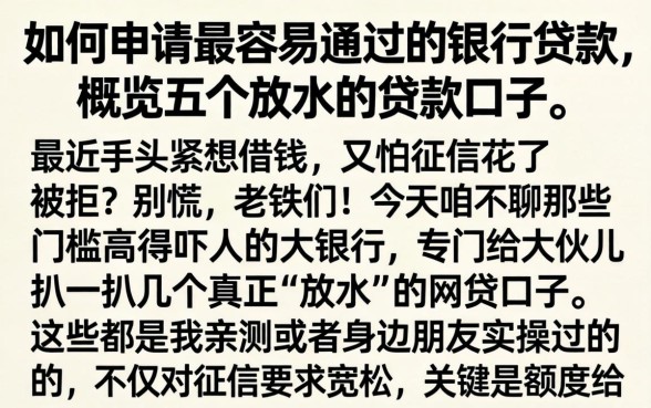 如何申请最容易通过的银行贷款，概览五个放水的贷款口子