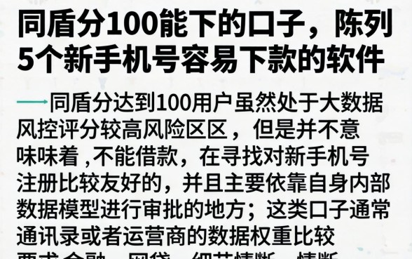同盾分100能下的口子，陈列5个新手机号容易下款的软件