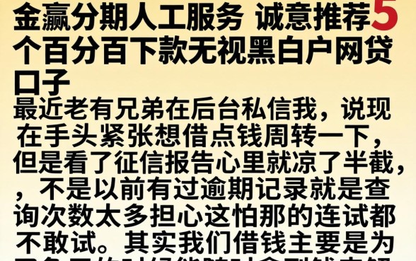 金瀛分期人工服务，诚意推荐5个百分百下款无视黑白户网贷口子