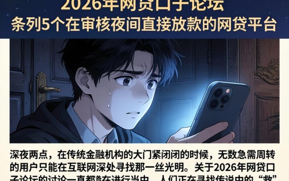 2026年网贷口子论坛，条列5个不审核夜间直接放款的网贷平台