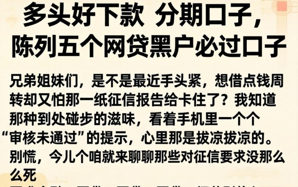 多头好下款的分期口子，陈列五个网贷黑户必过口子