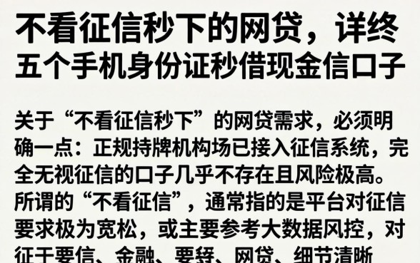 不看征信秒下的网贷，详尽说明五个手机身份证秒借现金的口子
