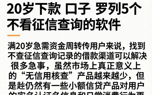 20岁下款的口子，罗列5个不看征信查询的软件