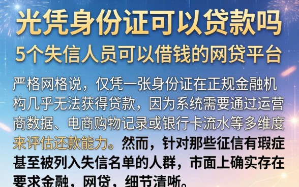光凭身份证可以贷款吗，详尽说明5个失信人员可以借钱的网贷平台