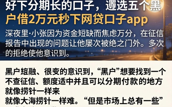 好下分期长的口子，遴选五个黑户借2万元秒下网贷口子app