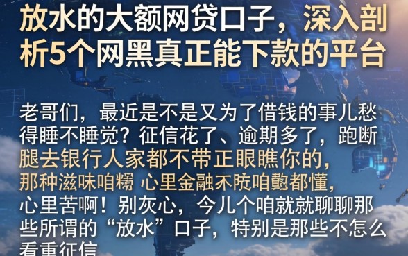 放水的大额网贷口子,深入剖析5个网黑真正能下款的平台