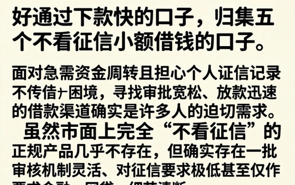 好通过下款快的口子,归集五个不看征信小额借钱的口子