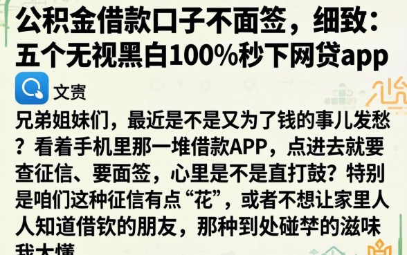 公积金借款口子不面签，细致阐述五个无视黑白100%秒下网贷app
