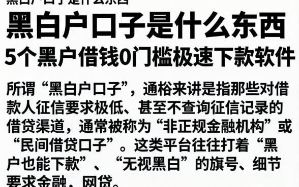 黑白户口子是什么东西，罗列5个黑户借钱0门槛极速下款软件