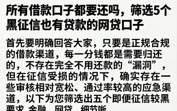 所有借款口子都要还吗，筛选5个黑征信也能贷款的网贷口子