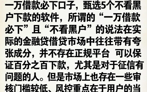 一万借款必下口子，甄选5个不看黑户下款的软件