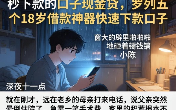 秒下款的口子现金贷，罗列五个18岁借款神器快速下款口子