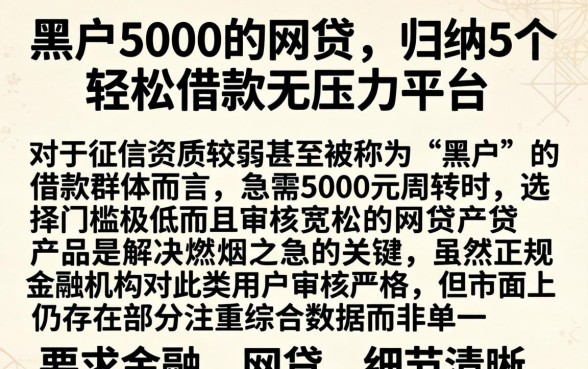 黑户5000的网贷，归纳5个轻松借款无压力平台