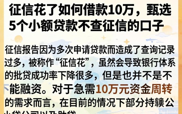征信花了如何借款10万，甄选5个小额贷款不查征信的口子