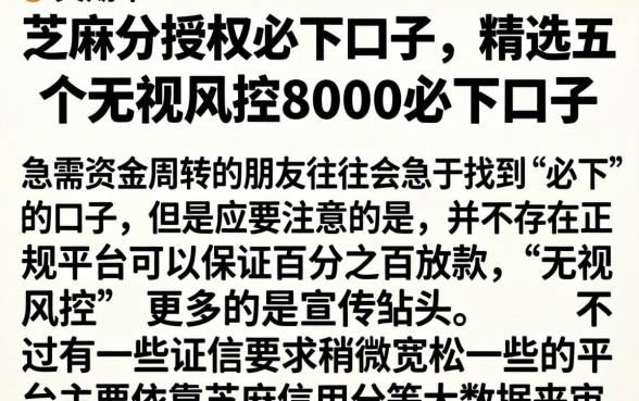 芝麻分授权必下口子，精选五个无视风控8000必下口子