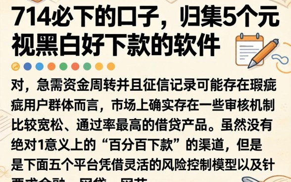 714必下的口子，归集5个无视黑白好下款的软件