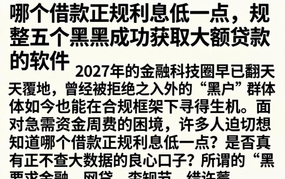 哪个借款正规利息低一点，规整五个黑户成功获取大额贷款的软件