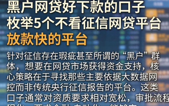 黑户网贷好下款的口子，枚举5个不看征信网贷平台放款快的平台