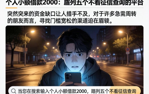 个人小额借款2000，胪列五个不看征信查询的平台
