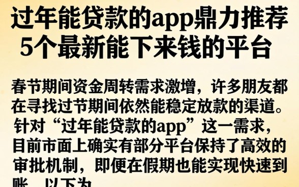 过年能贷款的app，鼎力推荐5个最新能下来钱的平台