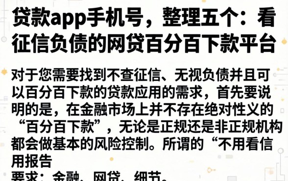 贷款app手机号，整理五个不看征信负债的网贷百分百下款平台
