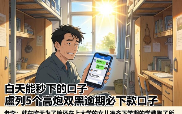 白天能秒下的口子，胪列5个高炮双黑逾期必下款口子