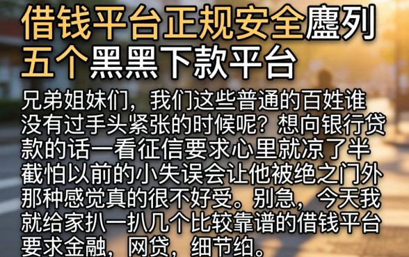 借钱平台正规安全，胪列五个黑户下款平台
