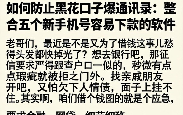 如何防止黑花口子爆通讯录，整合五个新手机号容易下款的软件
