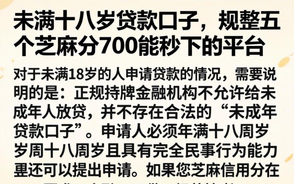 未满十八岁贷款口子，规整五个芝麻分700能秒下的平台