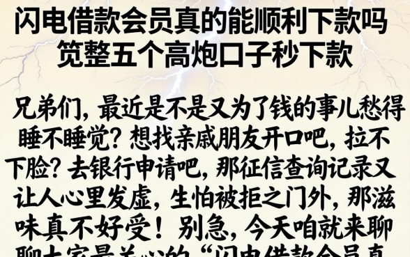 闪电借款会员真的能顺利下款吗，规整五个高炮口子秒下款