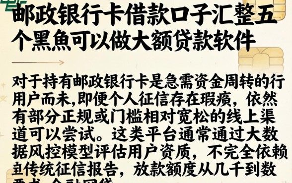 邮政银行卡借款口子，汇整五个黑户可以做大额贷款软件