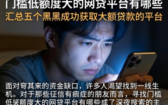 门槛低额度大的网贷平台有哪些，汇总五个黑户成功获取大额贷款的平台
