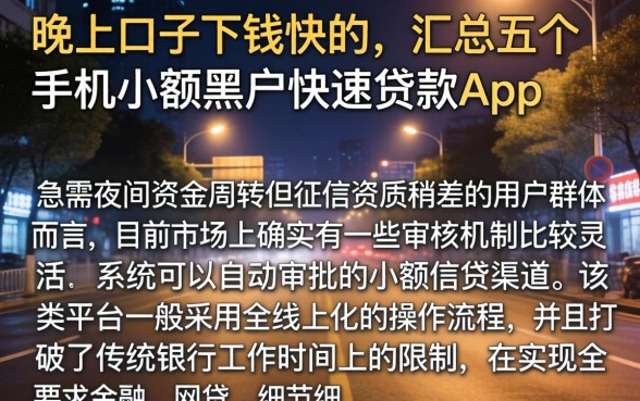 晚上口子下钱快的，汇总五个手机小额黑户快速贷款app
