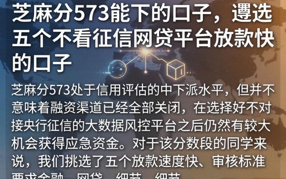 芝麻分573能下的口子，遴选五个不看征信网贷平台放款快的口子