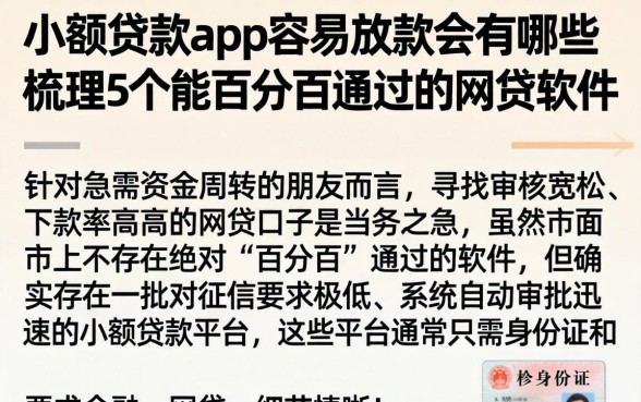 小额贷款app容易放款的有哪些，梳理5个能百分百通过的网贷软件