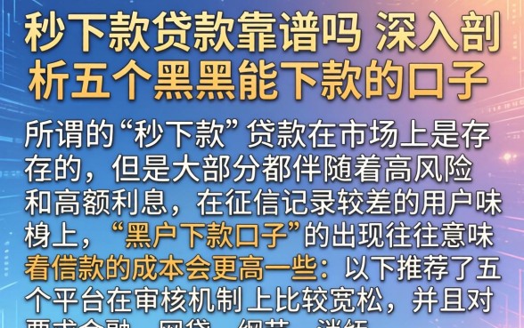 秒下款贷款靠谱吗，深入剖析五个黑户能下款的口子