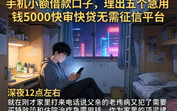 手机小额借款口子，理出五个急用钱5000快审快贷无需征信平台