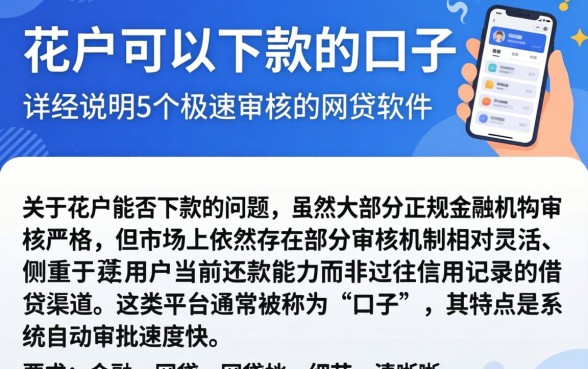 花户可以下款的口子，详尽说明5个极速审核的网贷软件